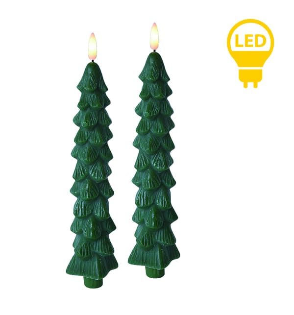 LED-ljus i plast NIKOLAO 5x26cm grön 2-pack