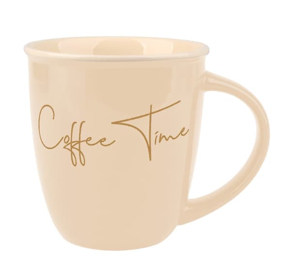 Porslinsmugg HENDIA Coffee Time 9x13x10 cm Ljusbeige 1-pack