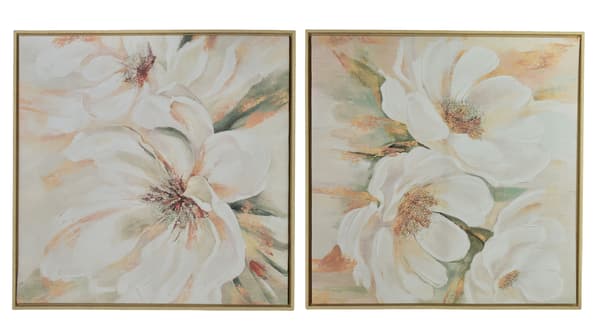Tavelset plast INGA Blommor 60x60 cm beige 2-pack