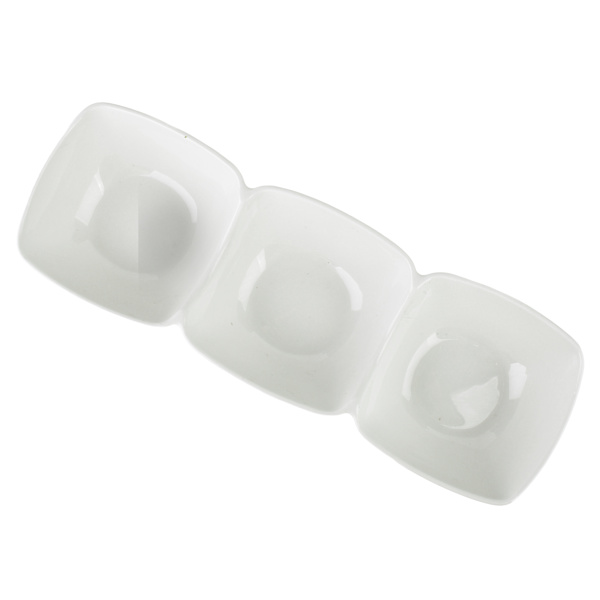 Serveringsfad porcelæn BASIC 3-rum 32,5x11x5 cm hvid 1 stk