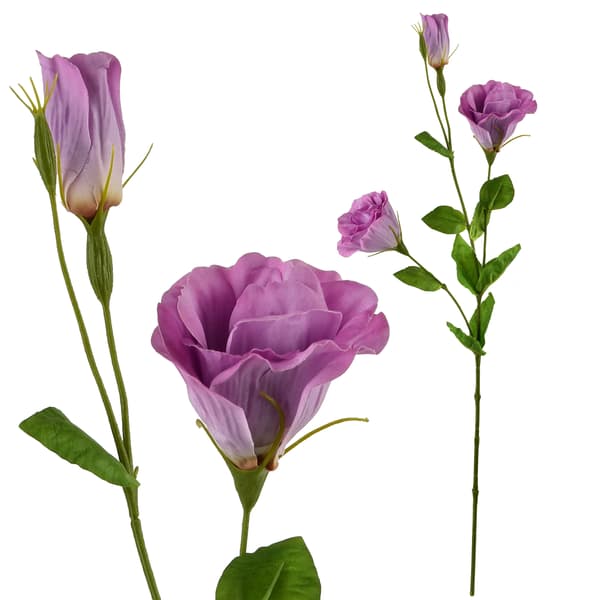 Konstgjord blomkvist VIRIDIS Eustoma 70 cm gummerad