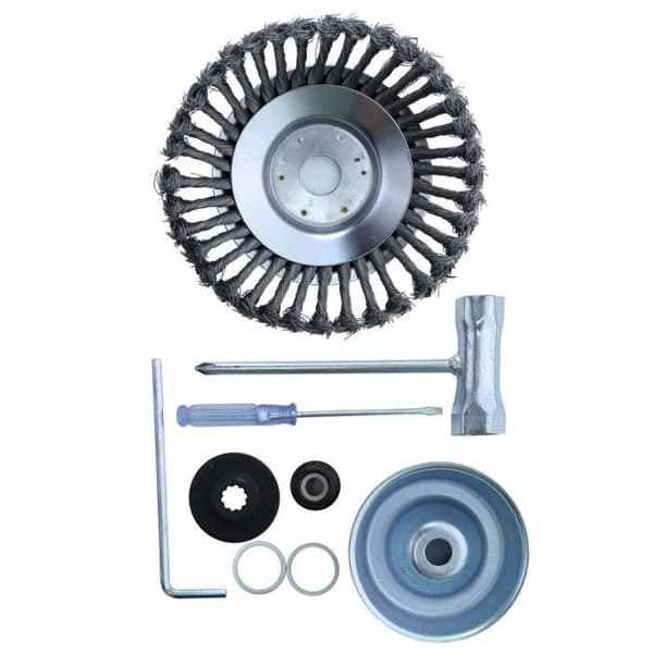 8 tommer metaltråd børstehjul græskærshoveder med adapterkit