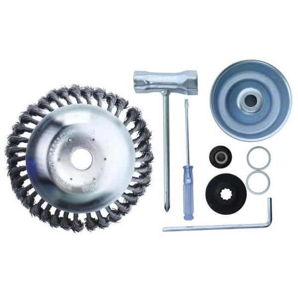 8 tommer metaltråd børstehjul græskærshoveder med adapterkit