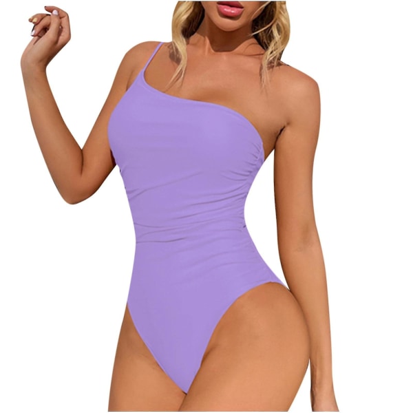 Dam Enfärgad Bikini Split Baddräkt Beachwear Set Purple S