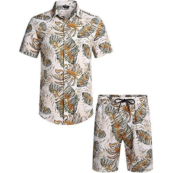Hawaiianskjortor för män Casual Button Down kortärmad White S