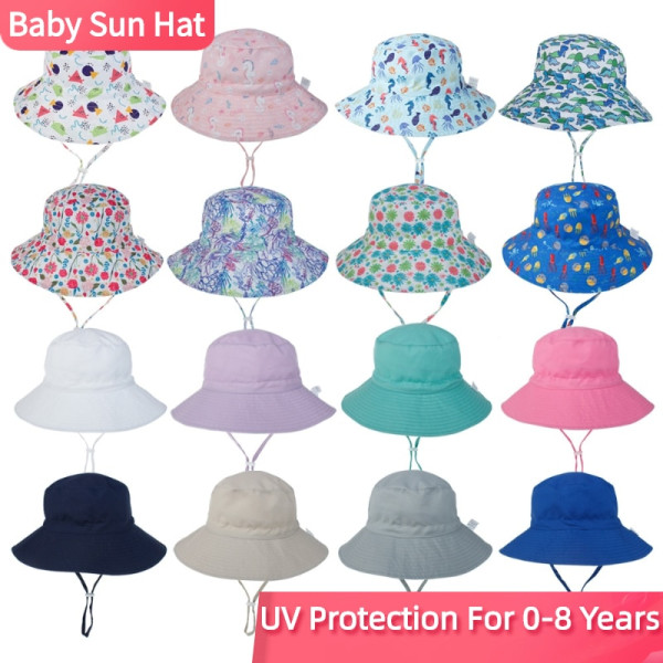 Sommar Baby Solhatt för 0-8 år Flickor Pojkar Babys UV-skydd utomhus Red triangle 3-8 years