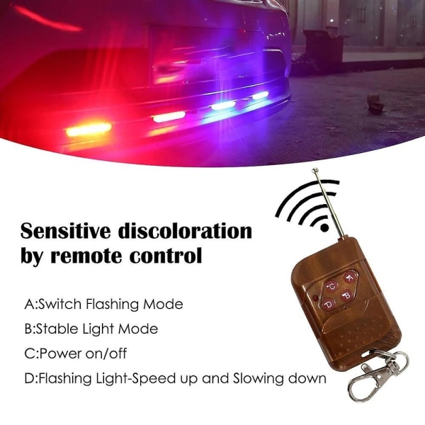 LED-blixtljus för mittgaller för bil främre stötfångaren 4pc Red