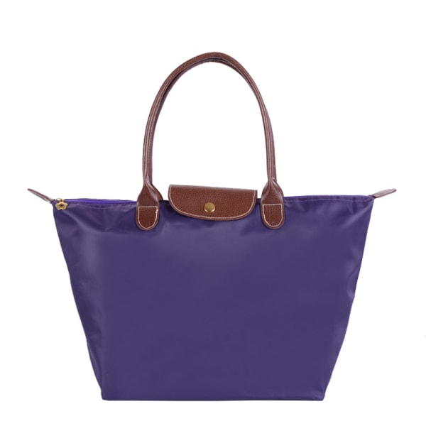 Vattentät nylon handväska för kvinnor med en axel Purple L