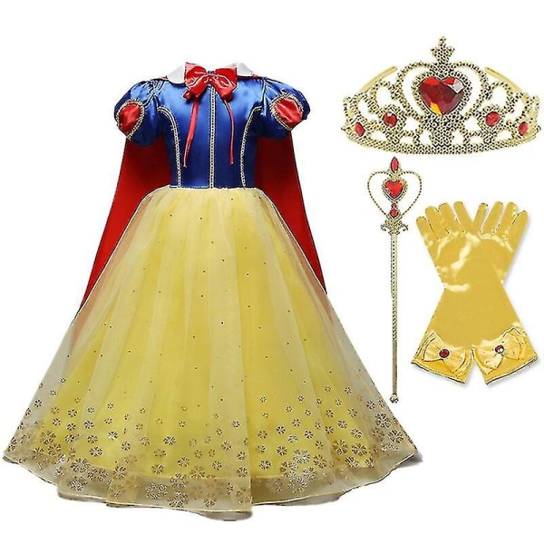 Cosplay Prinsessdräkt för flickor Barn Halloween Carnival Party Yellow 140cm