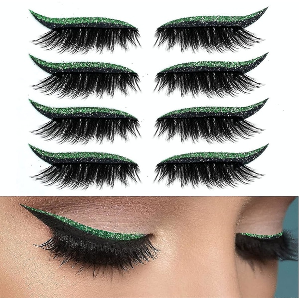 4 par återanvändbara ögonfransklistermärken Glite Eyeliner Green