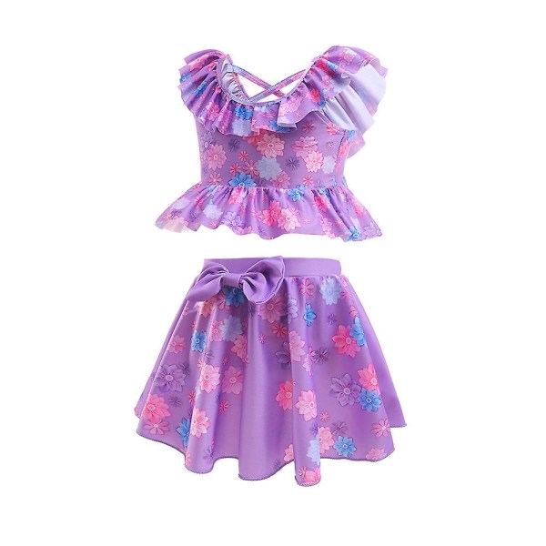 Barn Flickor Prinsessan Badkläder Sommar Bikini Set purple 140
