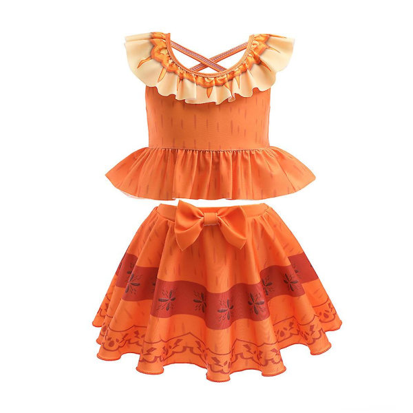 Barn Flickor Prinsessan Badkläder Sommar Bikini Set orange 150