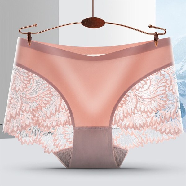 Kvinnors sömlösa underkläder Kvinnliga trosor kvalitetsspets pink L