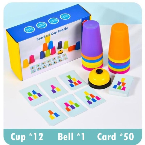 Montessori Leksaker Stack Cup Spel med kort utbildning NB24C2-Double