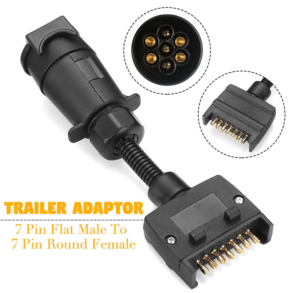 Trailer Adapter Plug 7 Pin Flat Hane Till Rund Hona