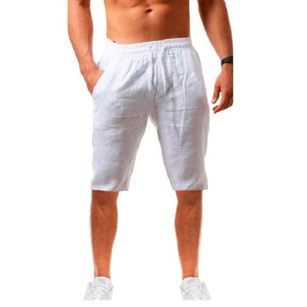 Nya byxor i bomullslinne för män White XL