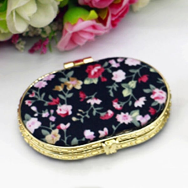 1st Mini Makeup Kompakt Pocket Floral Mirror Portable Tvåsidig BK3