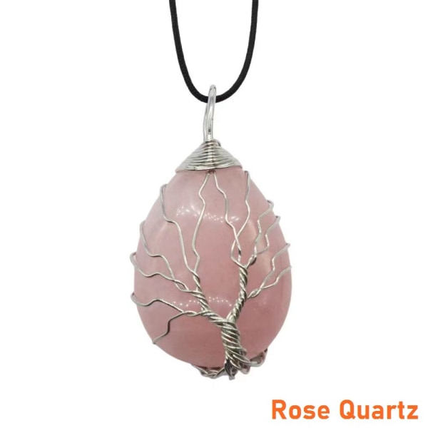 Livets träd Kristaller Halsband Rose Quartz