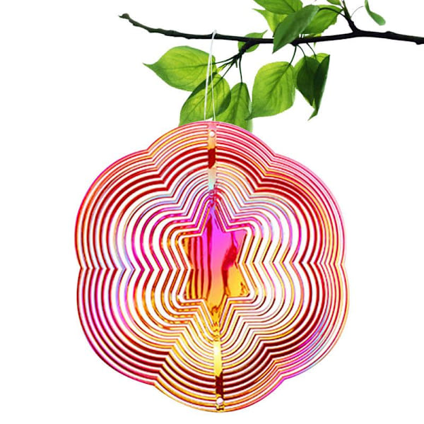 Hexagram Shiny ABS Wind Spinner 3D Wind Catcher Roterande Wind Chime Bell Red