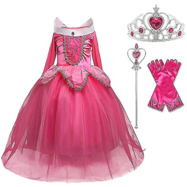 Cosplay Prinsessdräkt för flickor Barn Halloween Carnival Party Pink 110cm
