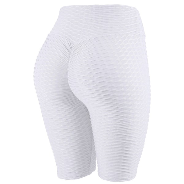Scrunch Butt Sports Shorts Texturerade Biker Shorts med bred midja White XL