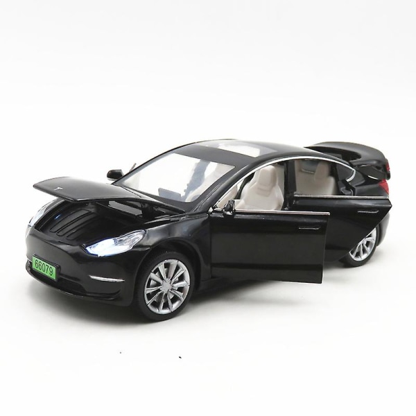 Ny 1:32 Tesla MODELL 3 Legering bilmodell black