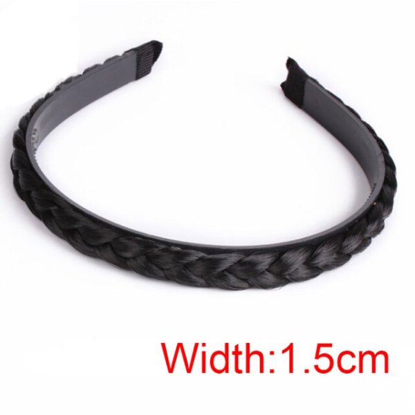 1,5 cm Fishon Braids Hårband Handgjorda huvudbåge black