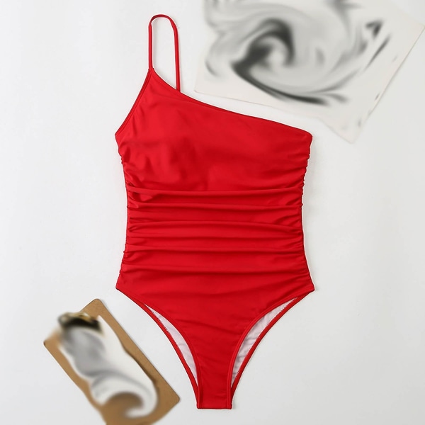 Dam Enfärgad Bikini Split Baddräkt Beachwear Set Red L