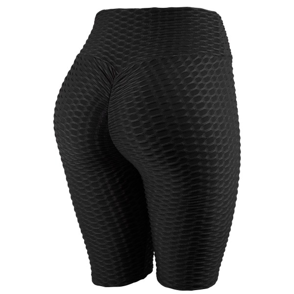 Scrunch Butt Sports Shorts Texturerade Biker Shorts med bred midja Black L