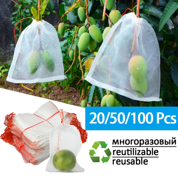 100 st Nätväxtpåse Grönsaksfruktskyddspåsar 50x70cm