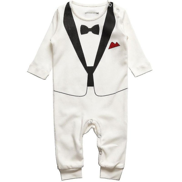 Nyfödd baby Smoking 3d Jumpsuit Black White 6-12 Months