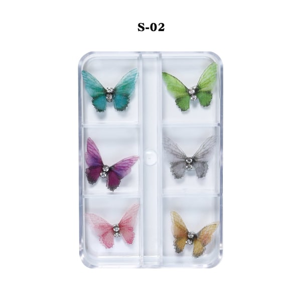 6 st Butterfly Nail Art Charms Manikyrdekoration