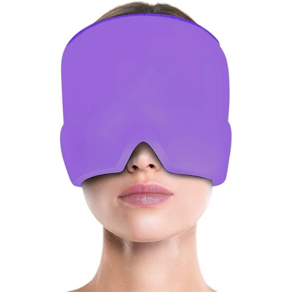 Gel varm kall terapi huvudvärk huvudvärk migrän lindrande cap purple Double -layer