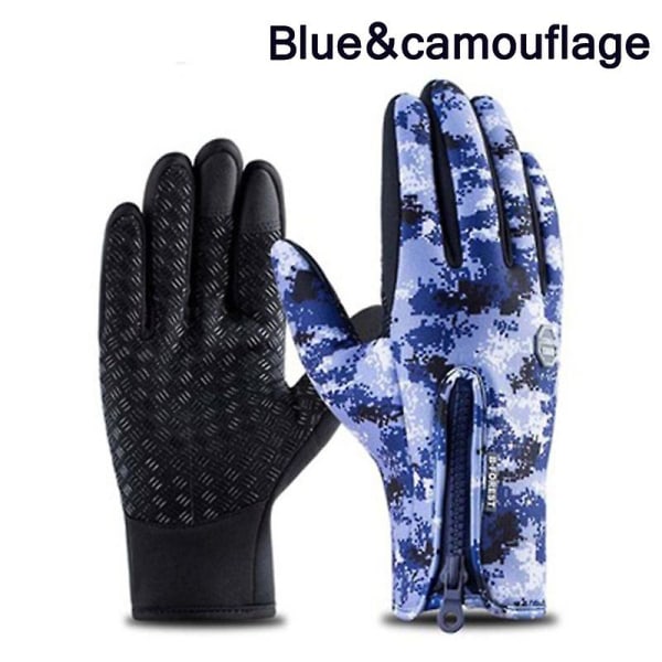 Vinter varm cykel motorcykel ridning bergsbestigning handskar Blue  Camouflage m
