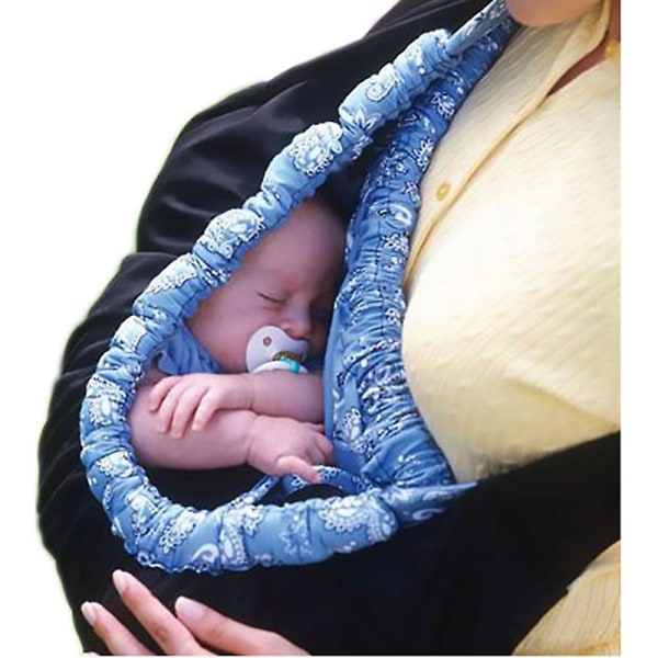 Nyfödd spädbarn Baby Ring Sling Ryggsäck Blue Plaid