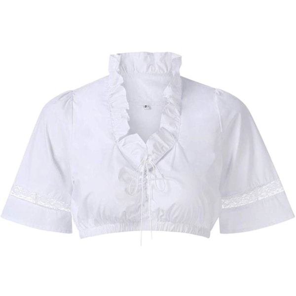 Elegant Dirndl-blus för kvinnor Matte White M