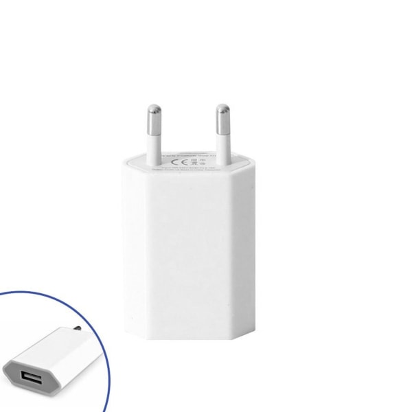 5V Bärbar Dual USB Power Adapter Mobiltelefonladdare white single