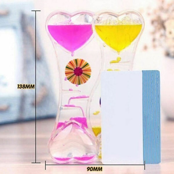 Dual Color Oil Hourglass Floating Liquid Motion Bubble Drip Timer red pink
