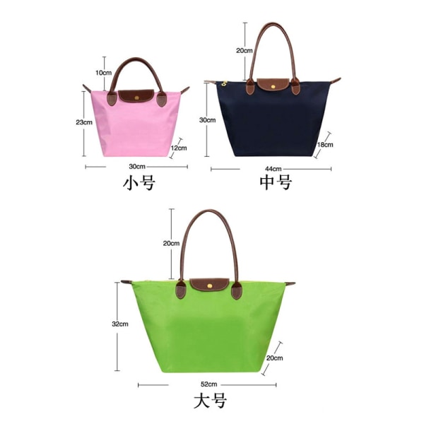 Vattentät nylon handväska för kvinnor med en axel Pink M