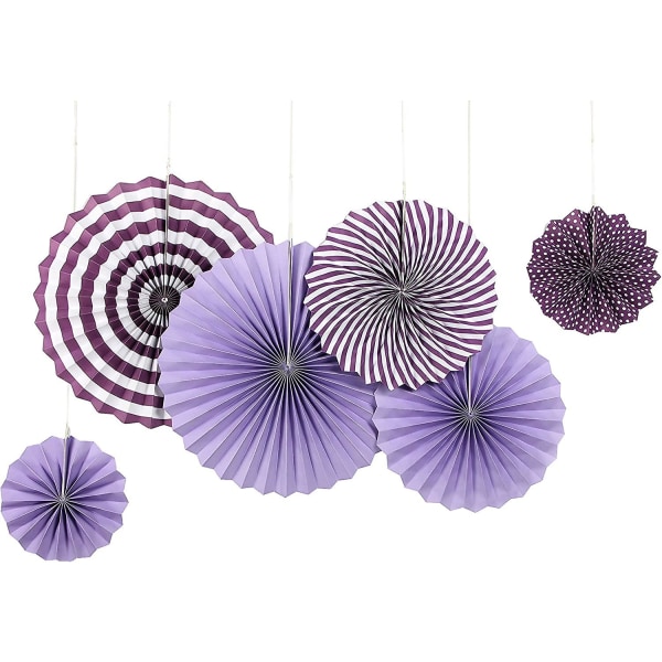 6st Festpappersfläktar - Assorted Fans,violet