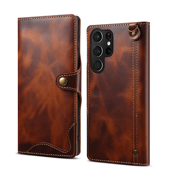 Premium Samsung Galaxy S25 Ultra Fodral Äkta Läder - Brun
