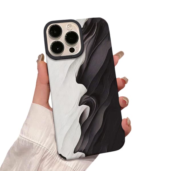 iPhone 15 Pro Max Skal - Black and white waves