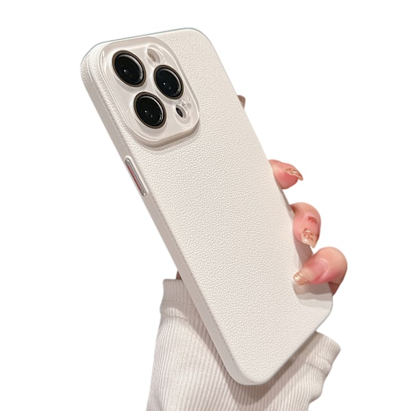 iPhone 14 Pro Max Skal - Vit lädertextur