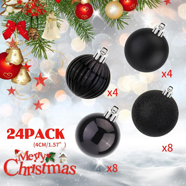 24 st 1,57\" (40 mm) julgranskulor för juldekorationer,