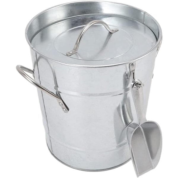 Ishink för fester - Vinkylare Ishink förvaringsbehållare med handtag, Metallhink Dryckesbehållare med lock och isskopa för camping, fester, silver