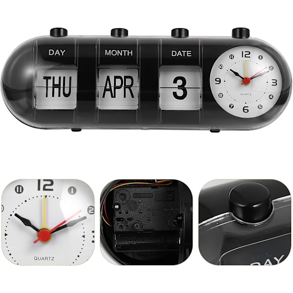 Enkel digital väckarklocka Liten kalender väckarklocka Skrivbord Tyst väckarklocka Manuell flippkalender Klocka Retro flippklocka för hem Skrivbord Kontor