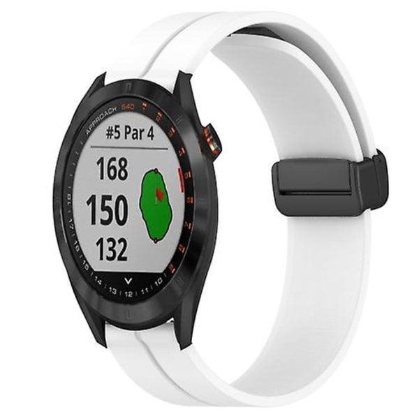 För Garmin Approach S40 20mm Solid Color Magnetiskt Spänne Silikon Armbandsur Band HCL White