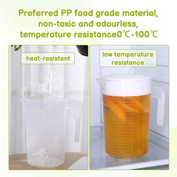 2 stk. saftkande med låg, 2L vandkande istekande drikkevarebeholder køleskabskande til mælk, juice, iste, limonade, køleskabsdrikkebeholder