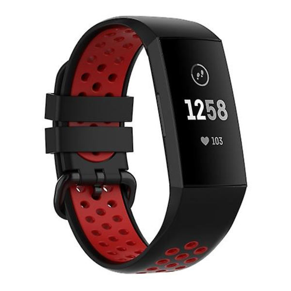 Til Fitbit Charge 4 / Charge 3 Se Watch Button To Farver Silikone Udskiftningsrem Watchband PQU Black Red