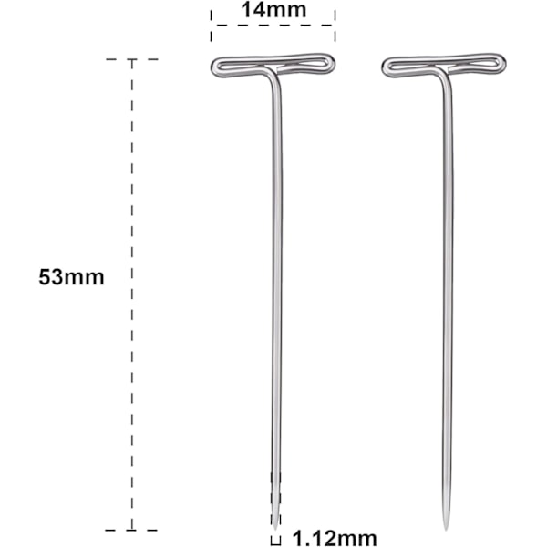 100-pack peruk T-stift 2 tummed plastlåda
